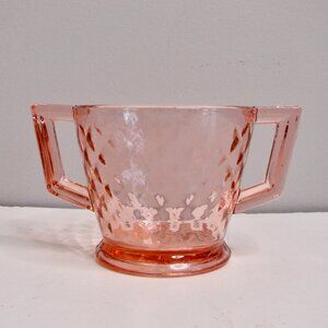 Vintage Pink Depression Glass Open Sugar Imperial Glass Ohio Company Diamond